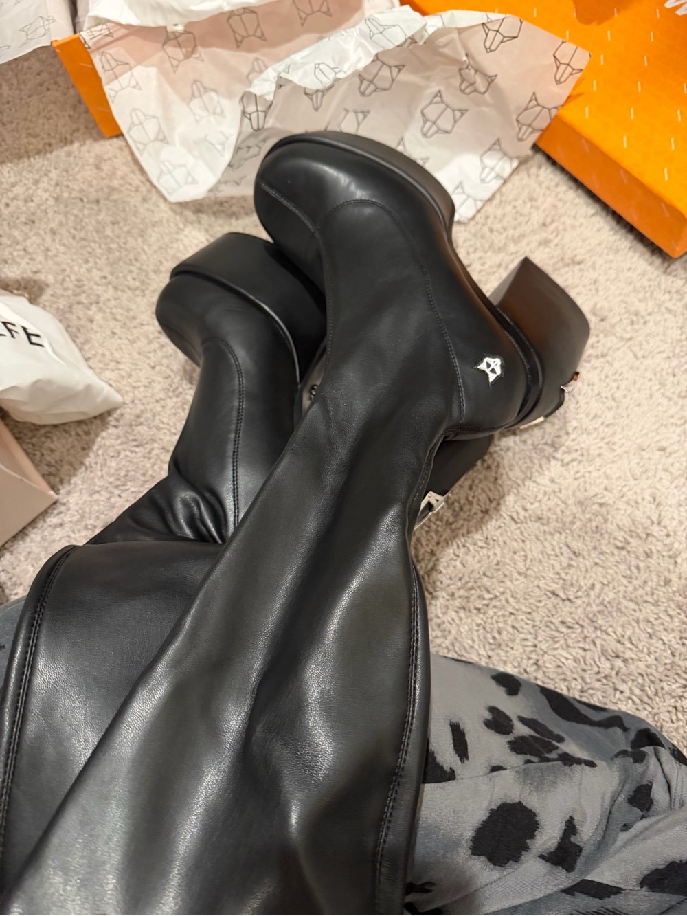 Naked Wolfe Spice Faux-leather Knee-thigh Heeled Boots In Black size 39 - Picture 7 of 8